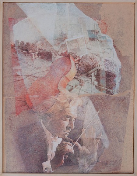 Cataclysme et renaissance 65x50 Francine JUNKA artiste peintre française : techniques mixtes avec peinture acrylique, techniques personnelle d'impressions artistiques, retouches d'images, jeux de matières et collages.