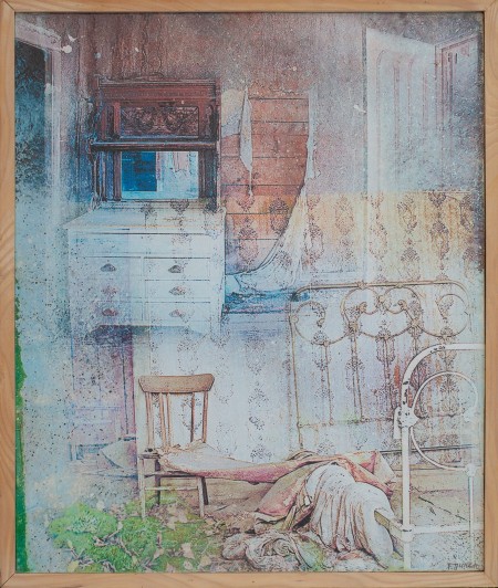 Désert 54x45 Francine JUNKA artiste peintre française : techniques mixtes avec peinture acrylique, techniques personnelle d'impressions artistiques, retouches d'images, jeux de matières et collages.