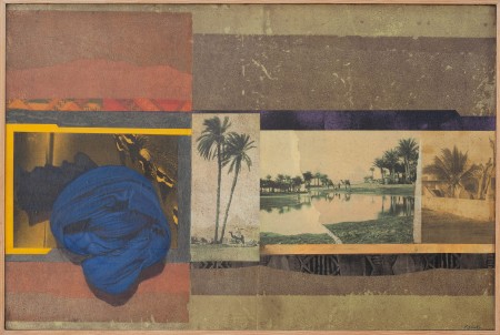 Oasis n°1 Francine JUNKA artiste peintre française : techniques mixtes avec peinture acrylique en trompe l'oeil, techniques personnelle d'impressions artistiques, retouches d'images, jeux de matières et collages.