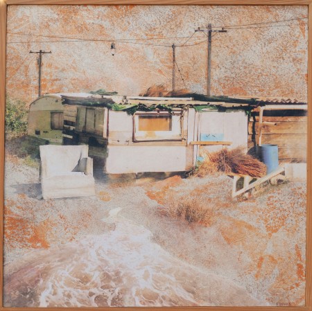 Ressac 60x60 Francine JUNKA artiste peintre française : techniques mixtes avec peinture acrylique, techniques personnelle d'impressions artistiques, retouches d'images, jeux de matières et collages.